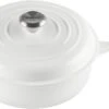 Le Creuset 3 3/4 Qt. Signature Enameled Cast Iron Cassadou W/Stainless Steel Knob - White