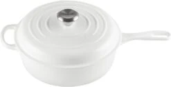 Le Creuset 3 3/4 Qt. Signature Enameled Cast Iron Cassadou W/Stainless Steel Knob - White