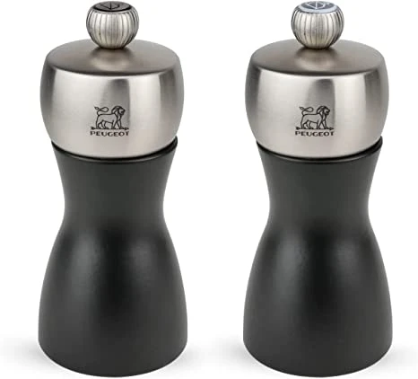 Peugeot Fidji Set Pepper And Salt Mill Set Black Wood/Stainless 12cm/5" 1 Peugeot Fidji Set Pepper And Salt Mill Set Black Wood/Stainless 12cm/5"