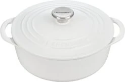 Le Creuset 2 3/4 Qt. Enameled Cast Iron Classic Shallow Round Dutch Oven W/ Stainless Steel Knob - White- Personalized Engraving Available
