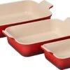 Le Creuset Set Of 3Heritage Rectangular Dishes - Cerise