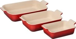 Le Creuset Set Of 3Heritage Rectangular Dishes - Cerise