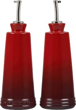 Le Creuset 10 Oz. Signature Oil & Vinegar Set - Cerise