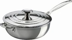 Le Creuset 3 1/2 Qt. Saucier Pan W/Lid & Helper Handle - Stainless Steel