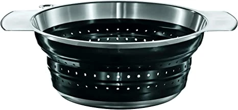 Rosle Stainless Steel Foldable Colander, Black - 9.4" 1 Rosle Stainless Steel Foldable Colander, Black - 9.4"