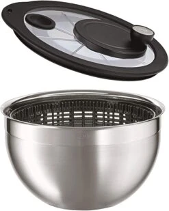 Rosle Stainless Steel Salad Spinner With Glass Lid