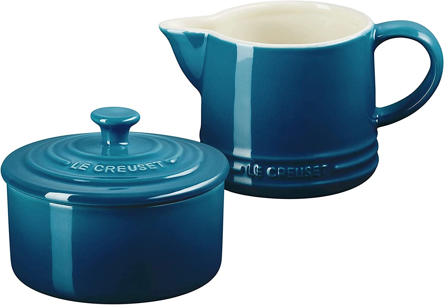 Le Creuset Signature Cream & Sugar Set - Deep Teal 1 Le Creuset Signature Cream & Sugar Set - Deep Teal