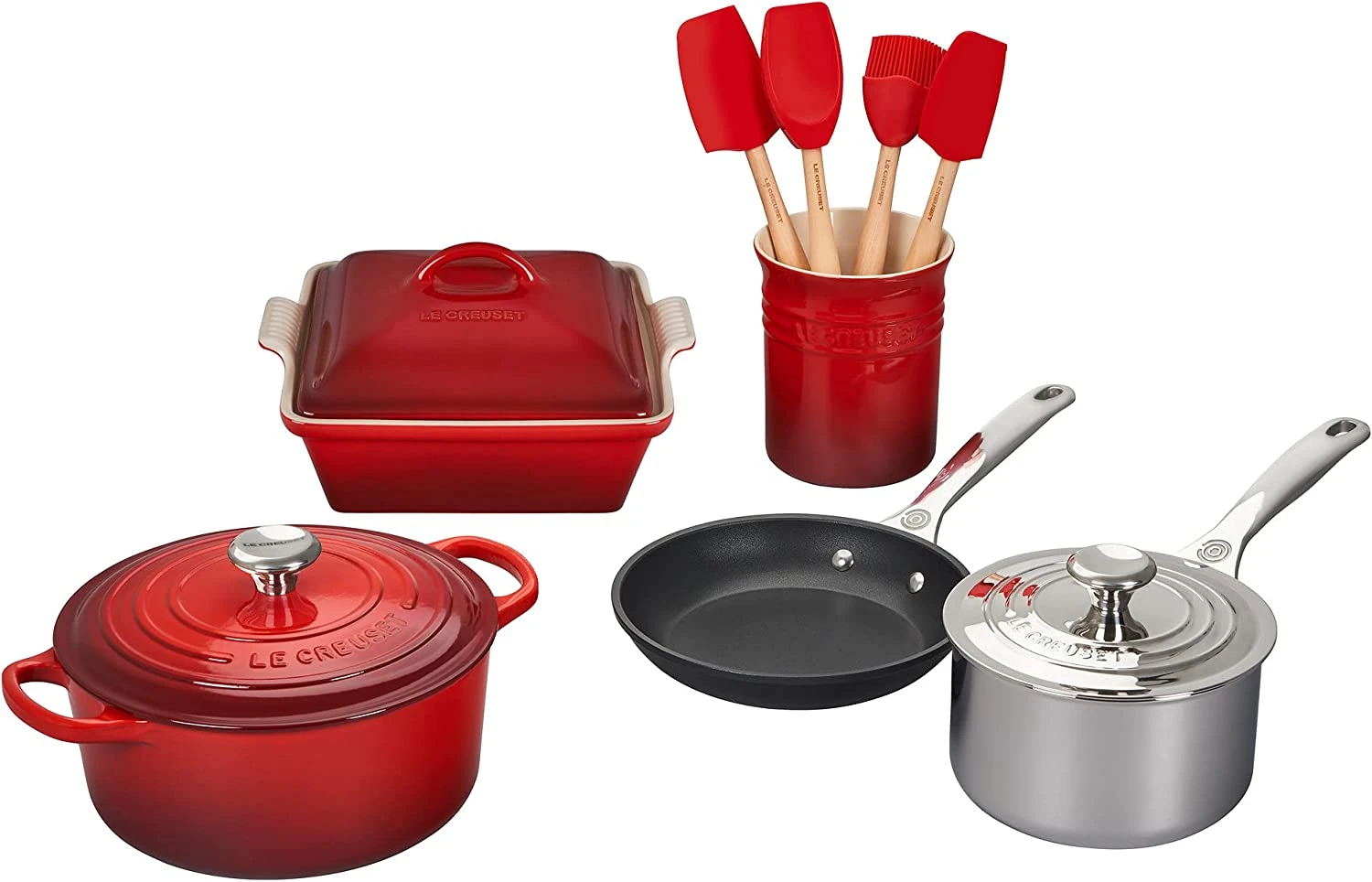 Le Creuset 12-Piece Mixed Material Set - Cerise 1 Le Creuset 12-Piece Mixed Material Set - Cerise