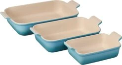 Le Creuset Set Of 3 HeritageRectangular Dishes - Caribbean