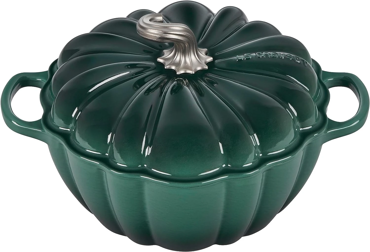 Le Creuset 4 Qt Figural Pumpkin Cocotte W/Stainless Steel Figural Knob - Artichaut 1 Le Creuset 4 Qt Figural Pumpkin Cocotte W/Stainless Steel Figural Knob - Artichaut