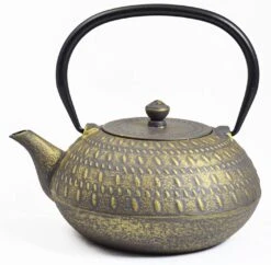 Frieling Cast Iron Teapot Tebie Stripe With Stainless Steel Strainer 34 Fl. Oz - Grey/Gold