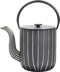 Ja By Frieling Marage Cast Iron Teapot With Stainless Steel Infuser 34 Oz - Black/Silver