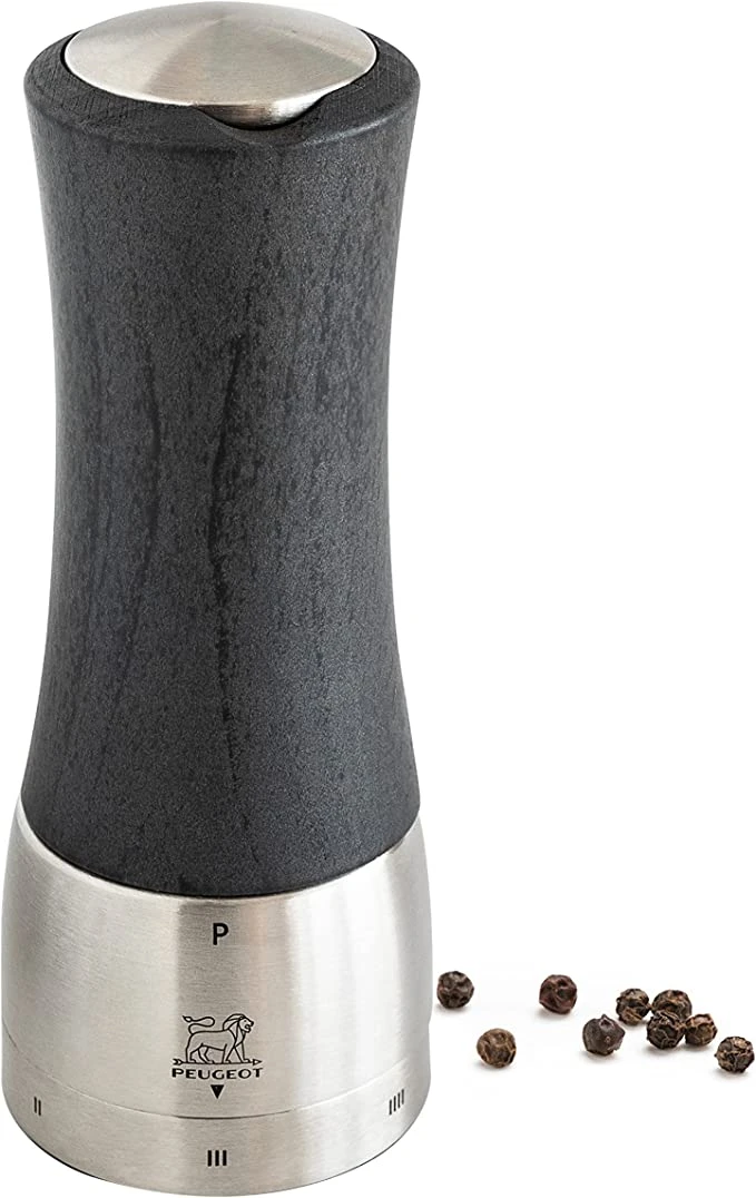 Peugeot Madras Wood/Stainless Graphite Pepper Mill - 16cm/6" 1 Peugeot Madras Wood/Stainless Graphite Pepper Mill - 16cm/6"