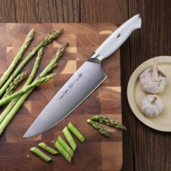 Cangshan 8" Chef Knife - White -Le Creuset Central cangshan 8 chef knife white inset2