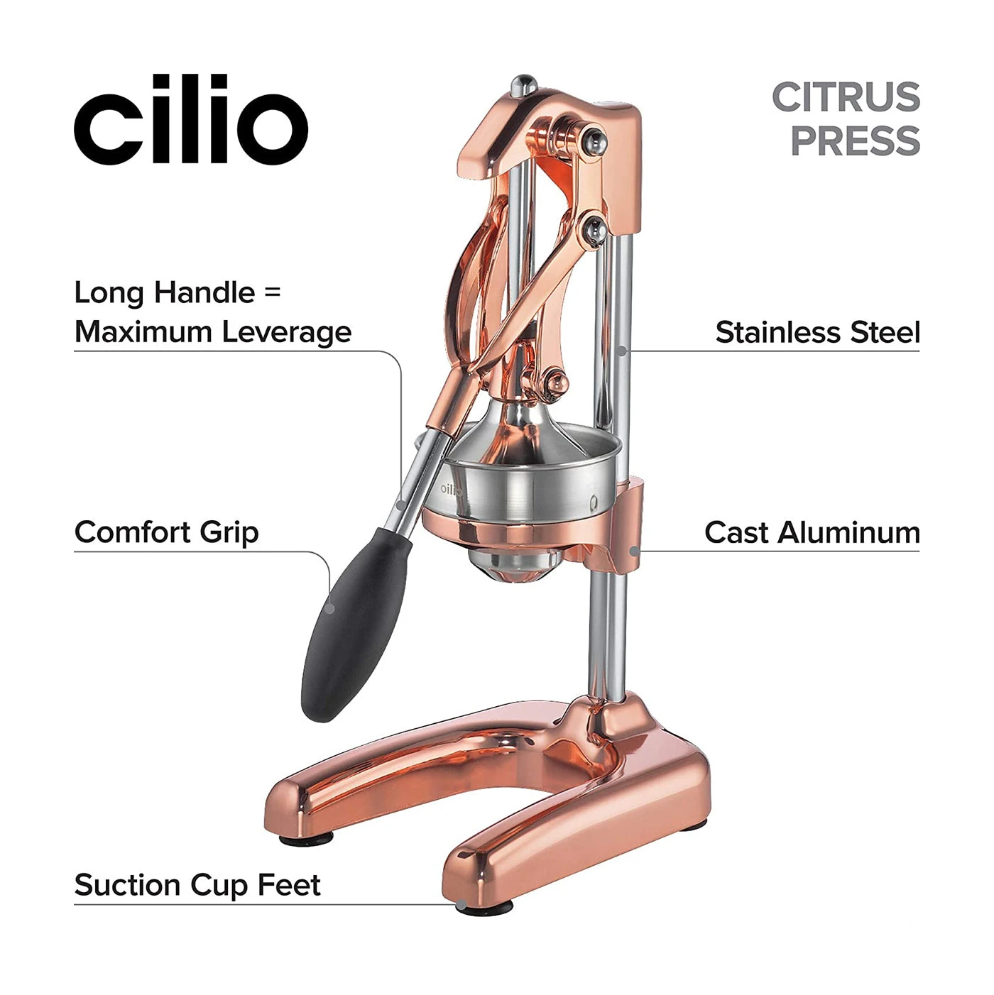 Cilio Commercial Grade Citrus Press -Silver Polished 2 Cilio Commercial Grade Citrus Press -Silver Polished - Image 2