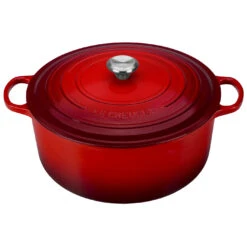 Le Creuset 13 1/4 Qt. Signature Round Dutch Oven W/Stainless Steel Knob - Cerise- Personalized Engraving Available