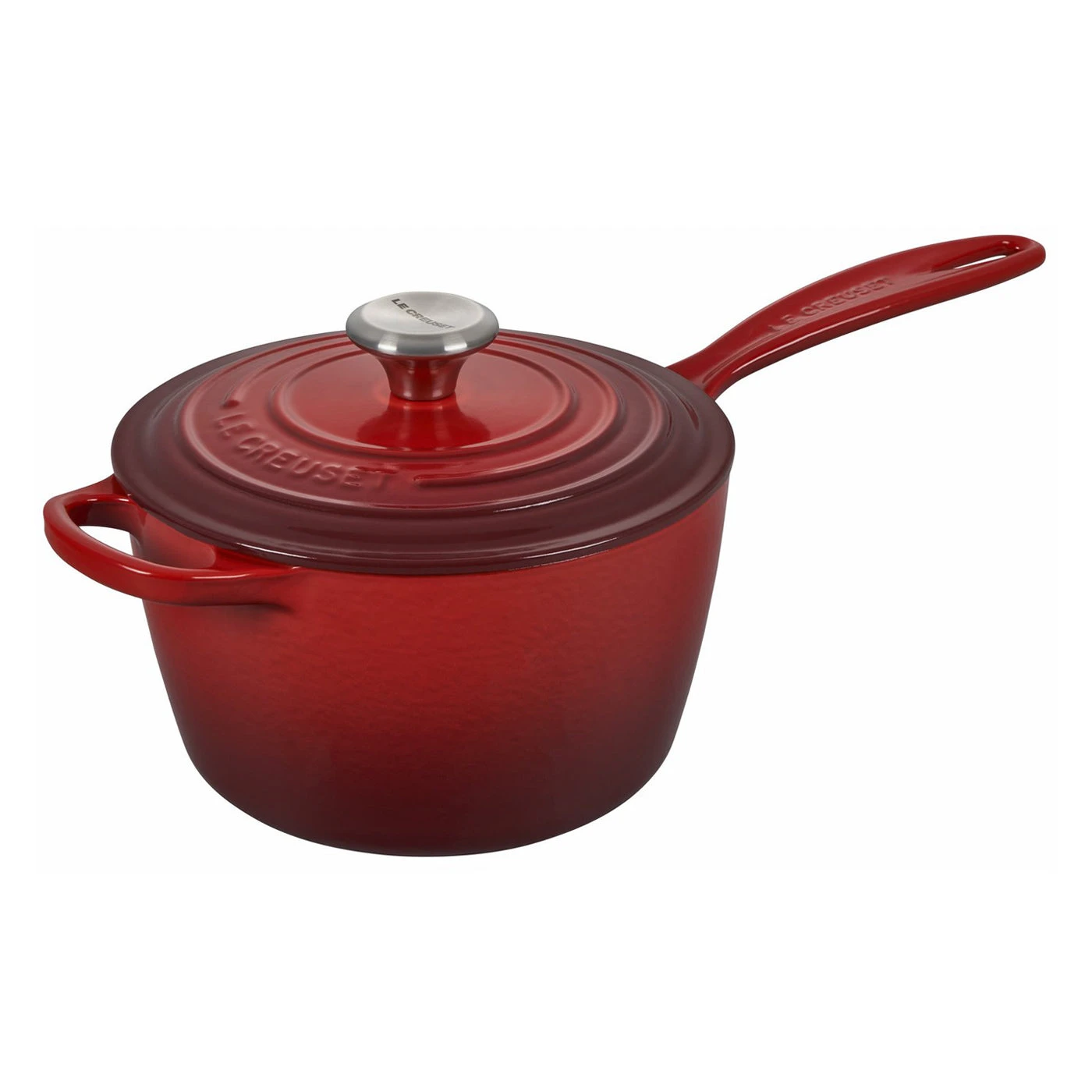 Le Creuset 2 1/4 Qt. Signature Saucepan W/Stainless Steel Knob - Cerise- Personalized Engraving Available 1 Le Creuset 2 1/4 Qt. Signature Saucepan W/Stainless Steel Knob - Cerise- Personalized Engraving Available