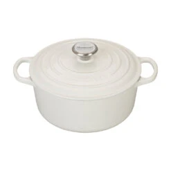Le Creuset 4 1/2 Qt. Signature Round Dutch Oven W/Stainless Steel Knob - White- Personalized Engraving Available