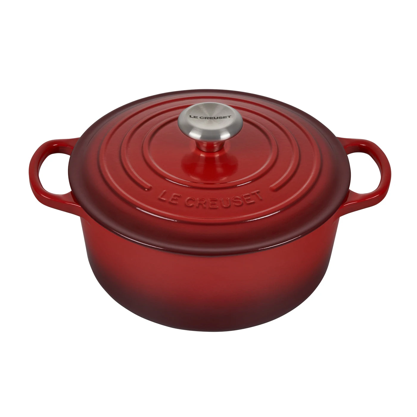 Le Creuset 4 1/2 Qt. Signature Round Dutch Oven W/Stainless Steel Knob - Cerise- Personalized Engraving Available 1 Le Creuset 4 1/2 Qt. Signature Round Dutch Oven W/Stainless Steel Knob - Cerise- Personalized Engraving Available