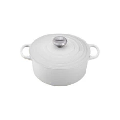 Le Creuset 5 1/2 Qt. Signature Round Dutch Oven W/Stainless Steel Knob - White- Personalized Engraving Available