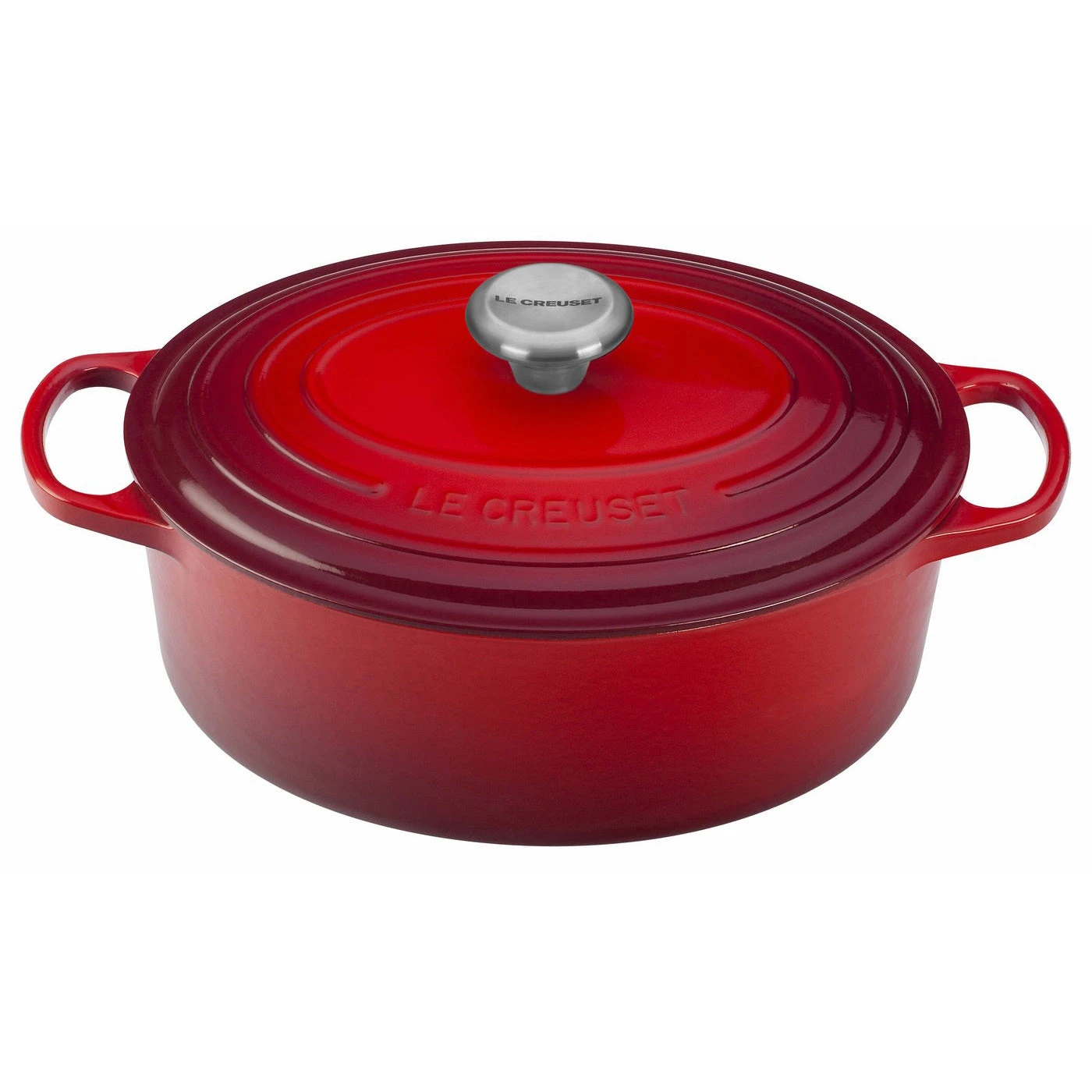 Le Creuset 5 Qt. Signature Oval Dutch Oven W/Stainless Steel Knob - Cerise- Personalized Engraving Available 1 Le Creuset 5 Qt. Signature Oval Dutch Oven W/Stainless Steel Knob - Cerise- Personalized Engraving Available