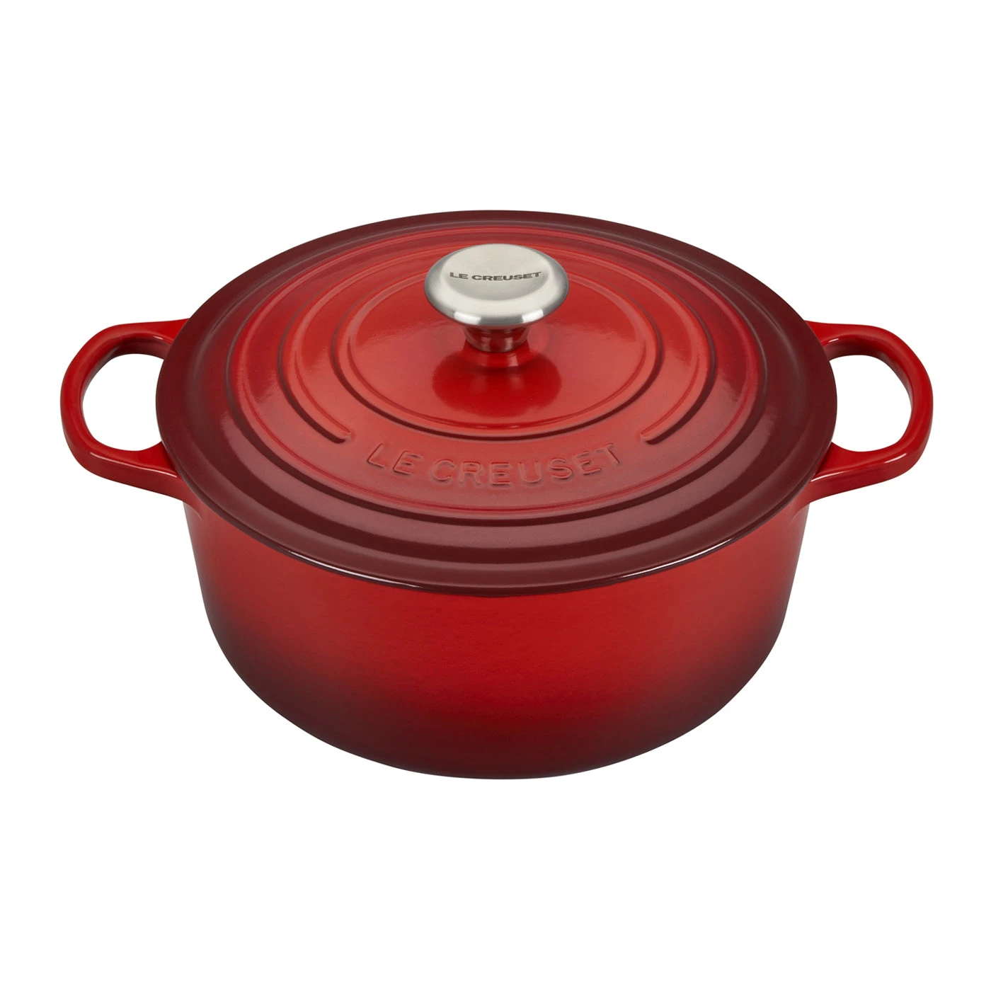 Le Creuset 5 1/2 Qt. Signature Round Dutch Oven W/Stainless Steel Knob - Cerise- Personalized Engraving Available 1 Le Creuset 5 1/2 Qt. Signature Round Dutch Oven W/Stainless Steel Knob - Cerise- Personalized Engraving Available