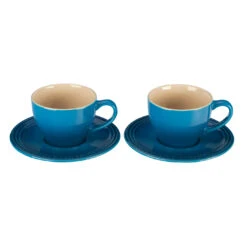 Le Creuset Set Of 2 - 7 Oz. Cappuccino Cups And Saucers - Marseille