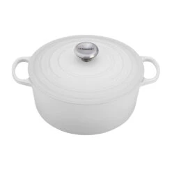 Le Creuset 9 Qt. Signature Round Dutch Oven W/Stainless Steel Knob - White- Personalized Engraving Available