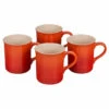 Le Creuset Set Of 4 - 14 Oz. Mugs - Flame
