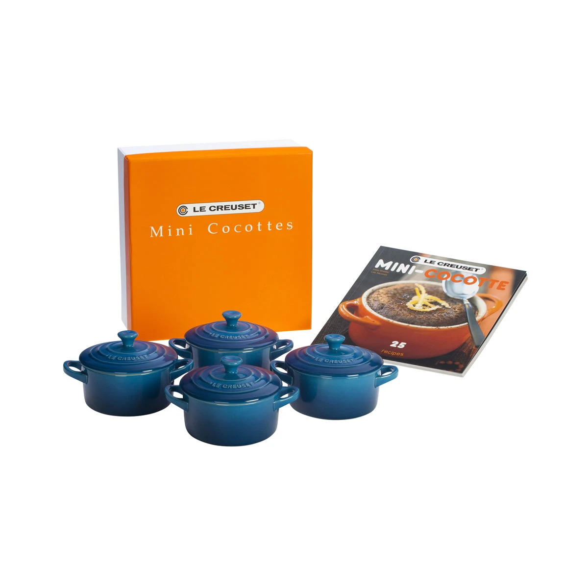 Le Creuset Set Of 4 Mini Cocottes W/Mini-Cocotte Cookbook (8 Oz. Each) - Marseille 1 Le Creuset Set Of 4 Mini Cocottes W/Mini-Cocotte Cookbook (8 Oz. Each) - Marseille