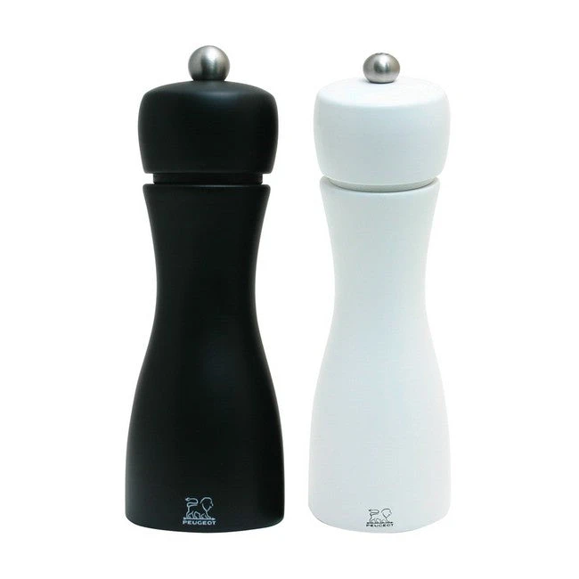 Peugeot Tahiti Black Matte Pepper & White Matte Salt Mill Set 15cm/6" 1 Peugeot Tahiti Black Matte Pepper & White Matte Salt Mill Set 15cm/6"