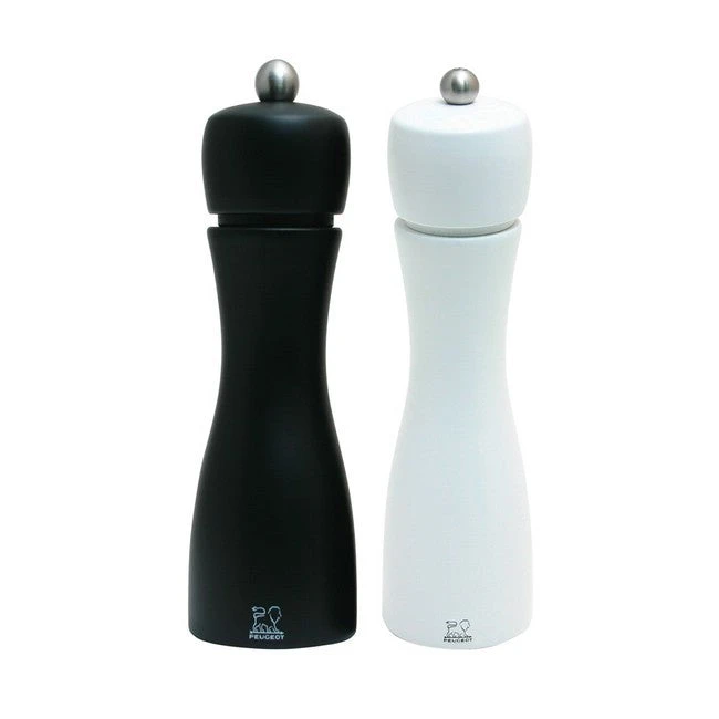 Peugeot Tahiti Black Matte Pepper & White Matte Salt Mill Set 20cm/8" 1 Peugeot Tahiti Black Matte Pepper & White Matte Salt Mill Set 20cm/8"