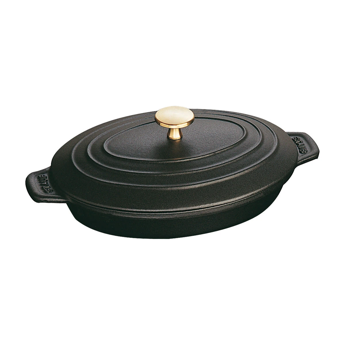 Staub Oval Plate W/Lid - 9" X 6 5/8 " - 1QT - Black Matte 1 Staub Oval Plate W/Lid - 9" X 6 5/8 " - 1QT - Black Matte