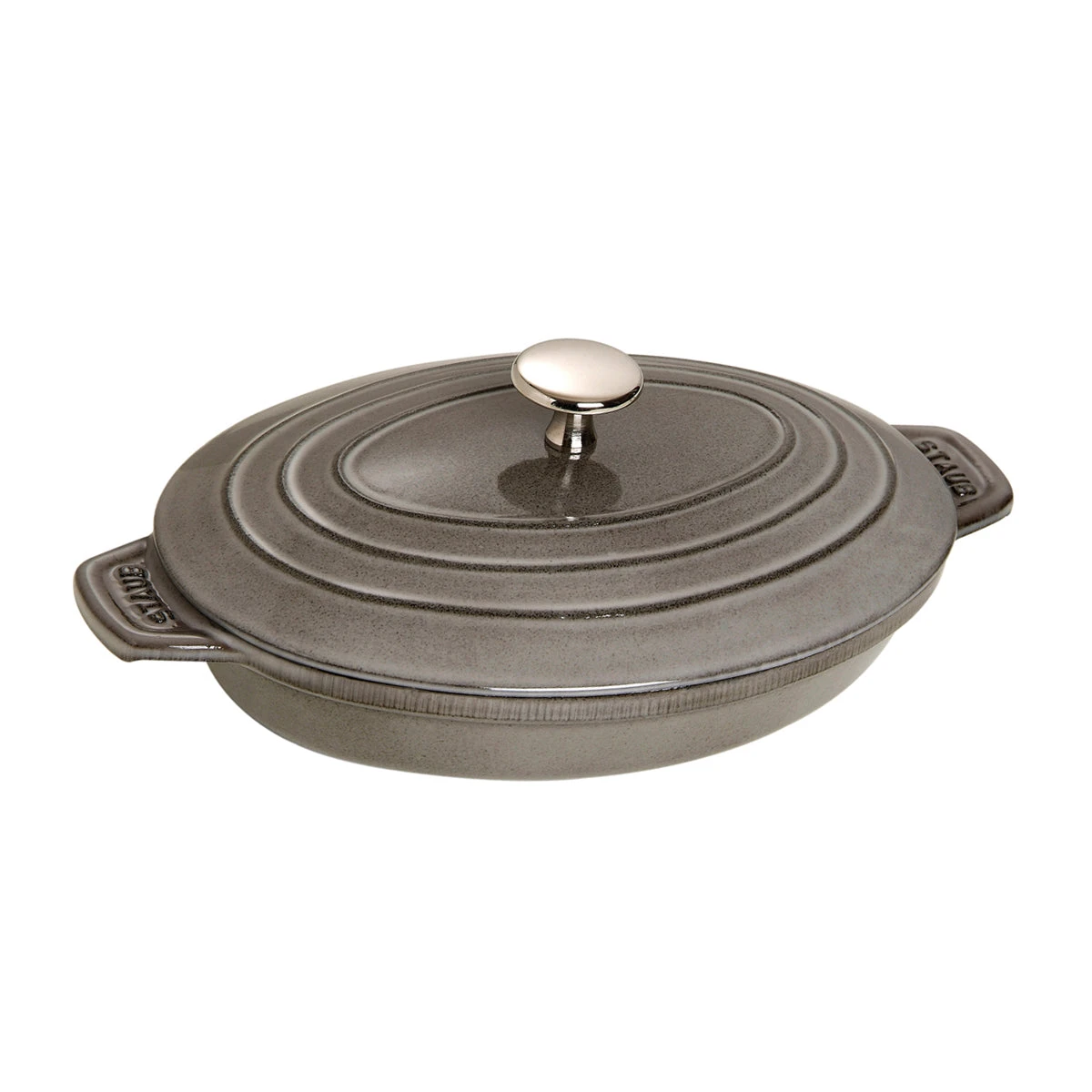 Staub Oval Plate W/Lid - 9" X 6 5/8 " - 1QT - Graphite Grey 1 Staub Oval Plate W/Lid - 9" X 6 5/8 " - 1QT - Graphite Grey