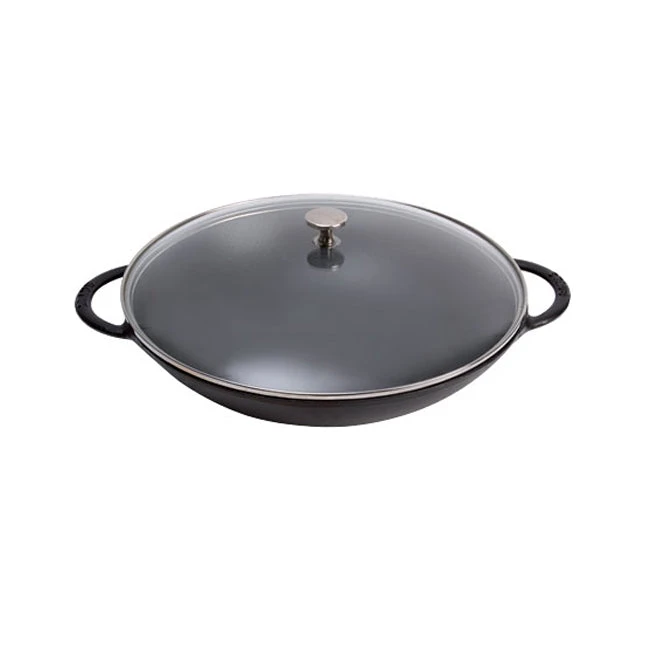 Staub Wok - 14" Black Matte With Glass Lid 1 Staub Wok - 14" Black Matte With Glass Lid