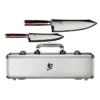 Shun Kohen Anniversary 2 Pc. Set: Utility 6" W/Leather Sheath, Chef's 8" W/Leather Sheath, Foam-lined Metal Case W/Handle